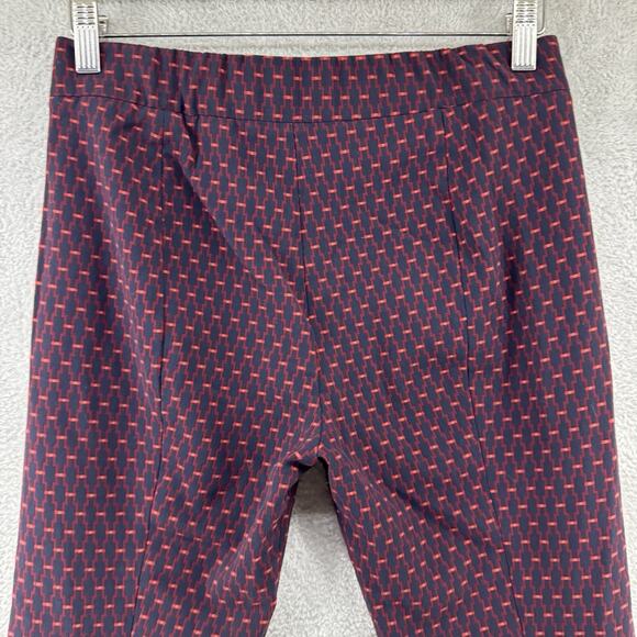 Zara Pants Women M Red Navy Blue Pull ON Elastic Waist Bootcut Mid Rise Stretch - Picture 7 of 13